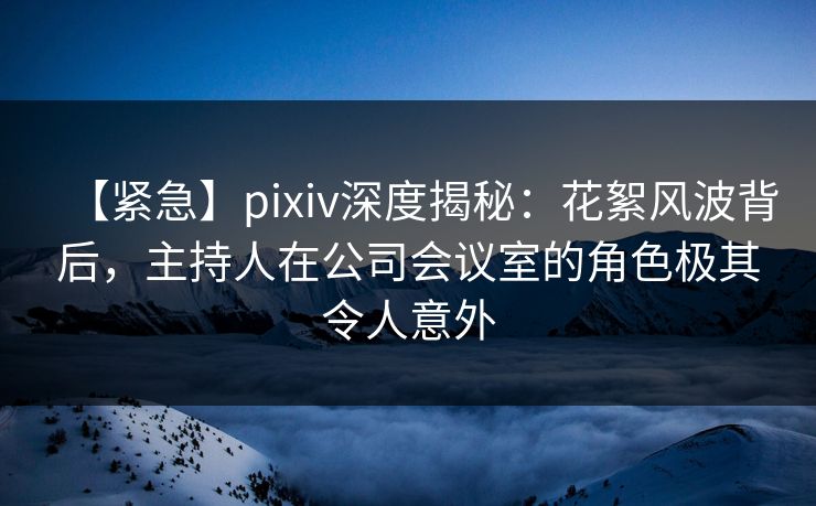 【紧急】pixiv深度揭秘：花絮风波背后，主持人在公司会议室的角色极其令人意外
