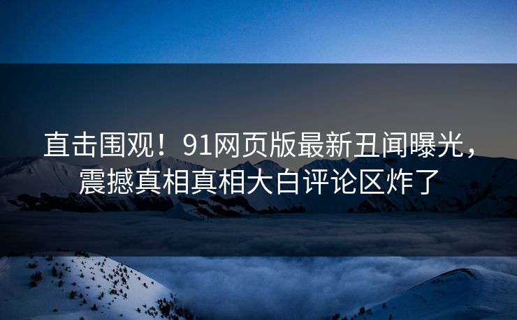 直击围观！91网页版最新丑闻曝光，震撼真相真相大白评论区炸了