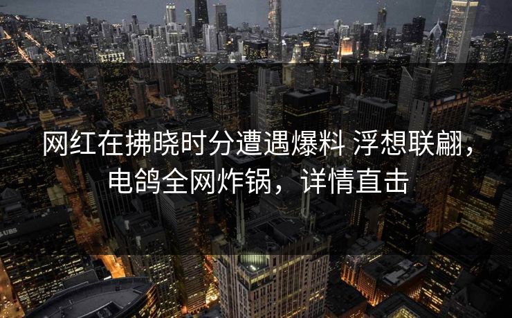 网红在拂晓时分遭遇爆料 浮想联翩，电鸽全网炸锅，详情直击